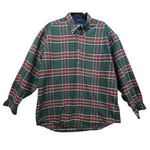 Woods & Gray Mens  Plaid Long Sleeve Button-Down Shirt Large Green & Red